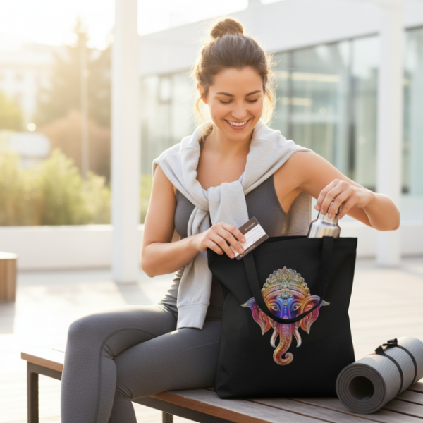 Picture of Vibrant Ganesha Organic Cotton Tote Bag | Mindful Living, Eco-Chic Style
