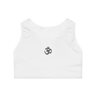 Yoga Om Flow Sports Bra - Spiritual Comfort & Support - White stitching - front