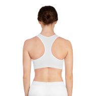 Yoga Om Flow Sports Bra - Spiritual Comfort & Support - White stitching - on person back