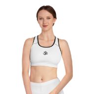 Yoga Om Flow Sports Bra - Spiritual Comfort & Support - Black stitching - on person front