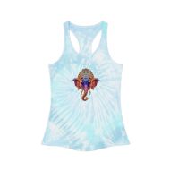 Divine Ganesh Tie-Dye Racerback Tank Top - Lagoon - front