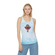 Divine Ganesh Tie-Dye Racerback Tank Top - Lagoon - person