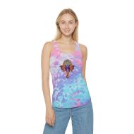 Divine Ganesh Tie-Dye Racerback Tank Top - Cotton Candy - person