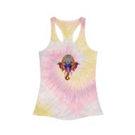 Divine Ganesh Tie-Dye Racerback Tank Top - Desert Rose - front