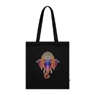 Vibrant Ganesha Organic Cotton Tote Bag | Mindful Living, Eco-Chic Style - Black - back