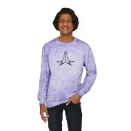 Namaste Golden Glow Zen Tie-Dye Crewneck Sweatshirt - Amethyst - person 1 front