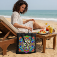 Picture of Sacred Om Mandala Tote Bag | Spiritual Boho Zen Carryall