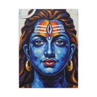 Mahadev's Gaze: Serene Shiva Canvas Wall Art - 9" x 12" (Vertical) - 0.75'' - front