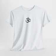 Sacred Om Symbol Yoga & Meditation Tee - White - hanging 1