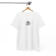 Sacred Om Symbol Yoga & Meditation Tee - White - hanging 2