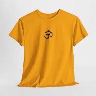 Sacred Om Symbol Yoga & Meditation Tee - Gold - hanging 1