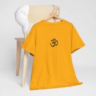 Sacred Om Symbol Yoga & Meditation Tee - Gold - hanging 3