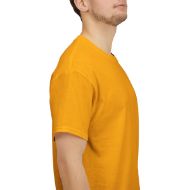 Sacred Om Symbol Yoga & Meditation Tee - Gold - person 9 sleeve right closeup