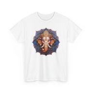 Sacred Ganesha Mandala Spiritual Cotton Tee - White - front 2