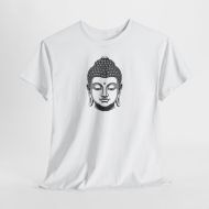 Buddha  Enlightened Spirit Cotton Tee | Zen Meditation & Yoga Shirt - White - hanging 1