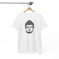 Buddha  Enlightened Spirit Cotton Tee | Zen Meditation & Yoga Shirt - White - hanging 2