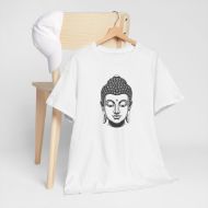 Buddha  Enlightened Spirit Cotton Tee | Zen Meditation & Yoga Shirt - White - hanging 3