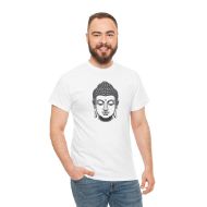 Buddha  Enlightened Spirit Cotton Tee | Zen Meditation & Yoga Shirt - White - person 3