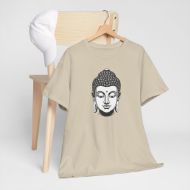 Buddha  Enlightened Spirit Cotton Tee | Zen Meditation & Yoga Shirt - Sand - hanging 3