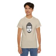 Buddha  Enlightened Spirit Cotton Tee | Zen Meditation & Yoga Shirt - Sand - person 8 front