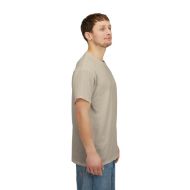 Buddha  Enlightened Spirit Cotton Tee | Zen Meditation & Yoga Shirt - Sand - person 9 sleeve right
