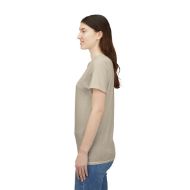 Buddha  Enlightened Spirit Cotton Tee | Zen Meditation & Yoga Shirt - Sand - left sleeve embroidery